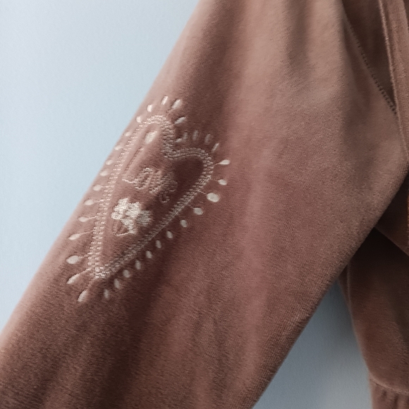 ChillNorway Brown Velour Embroidered Hoodie Dress L - Picture 6 of 11